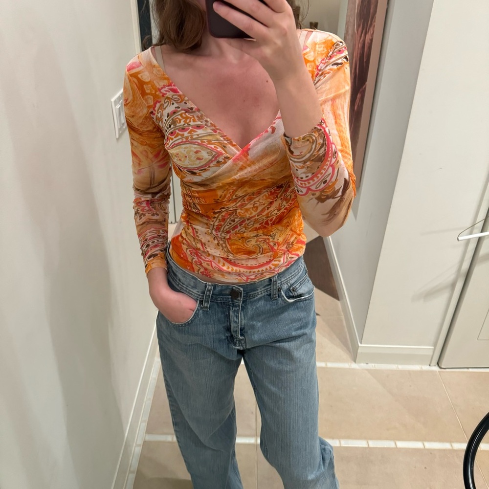 Cache Orange Paisley Women's Top